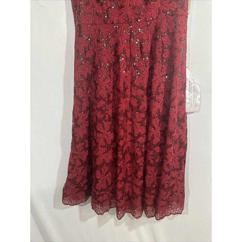 NEW $348 Dress The Population [ Large ] Magdalena Sequin Lace‎ Midi Dress Red - Picture 10 of 13